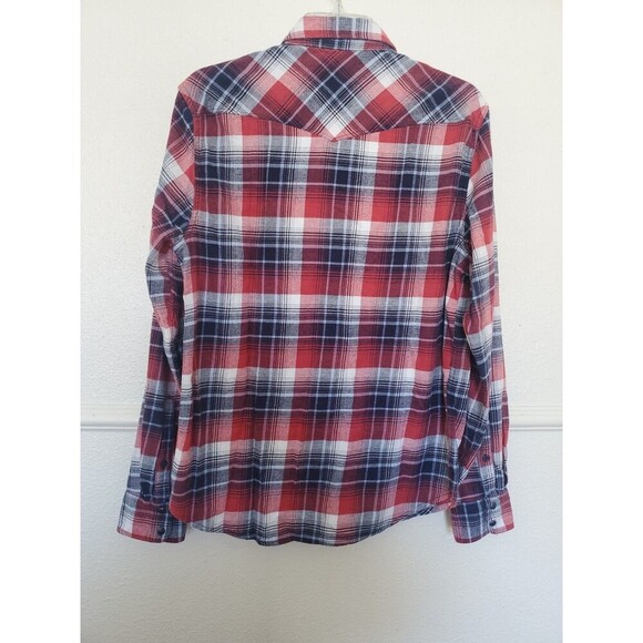 Lucky Brand Shirt Mens M Pearl Snap Saturday Stretch Flannel Western Plaid Bloke - Picture 12 of 16